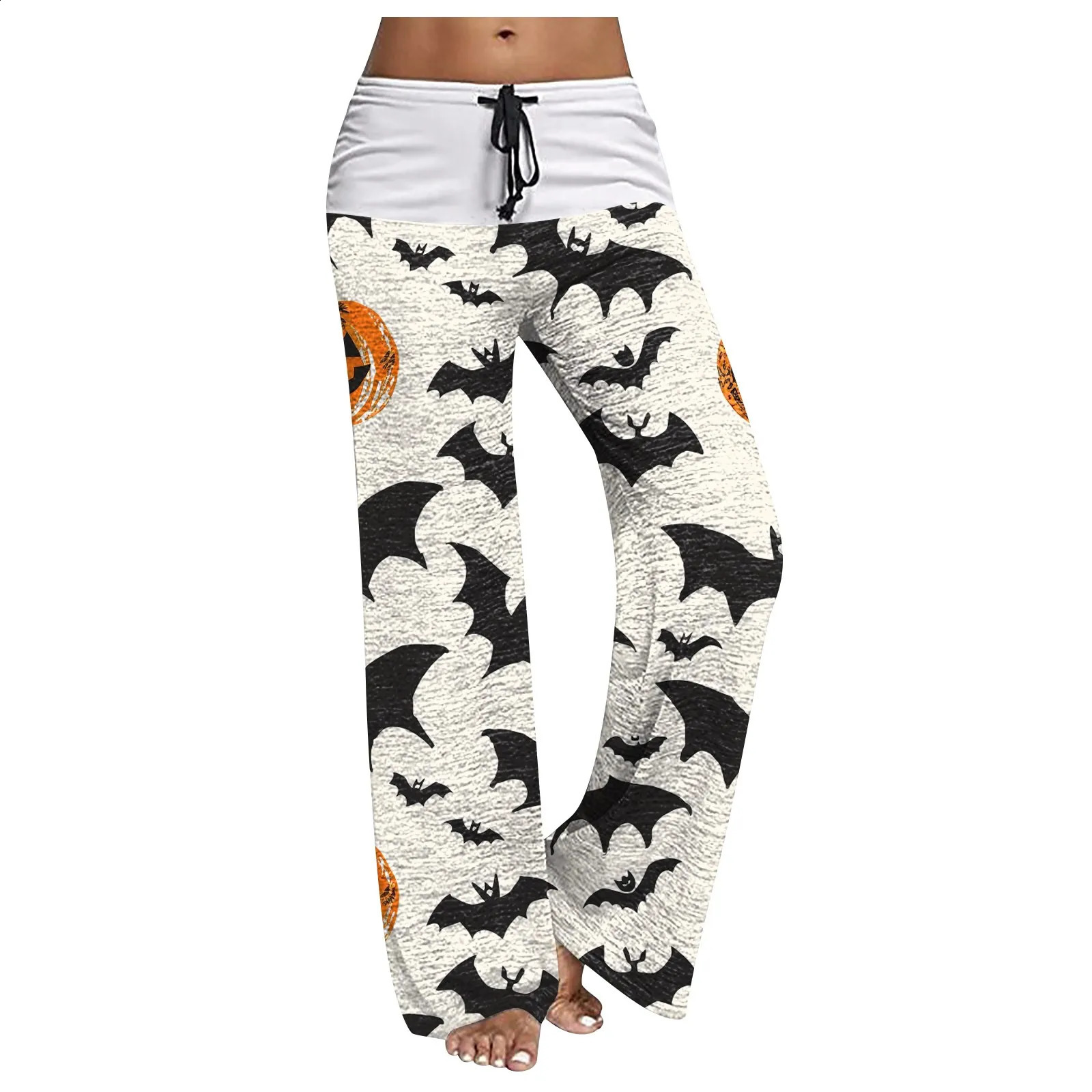 Womens casual lace wide leg pants Halloween printed casual pants Pantalones De Mujer Cal Pantalona Feminina 240827