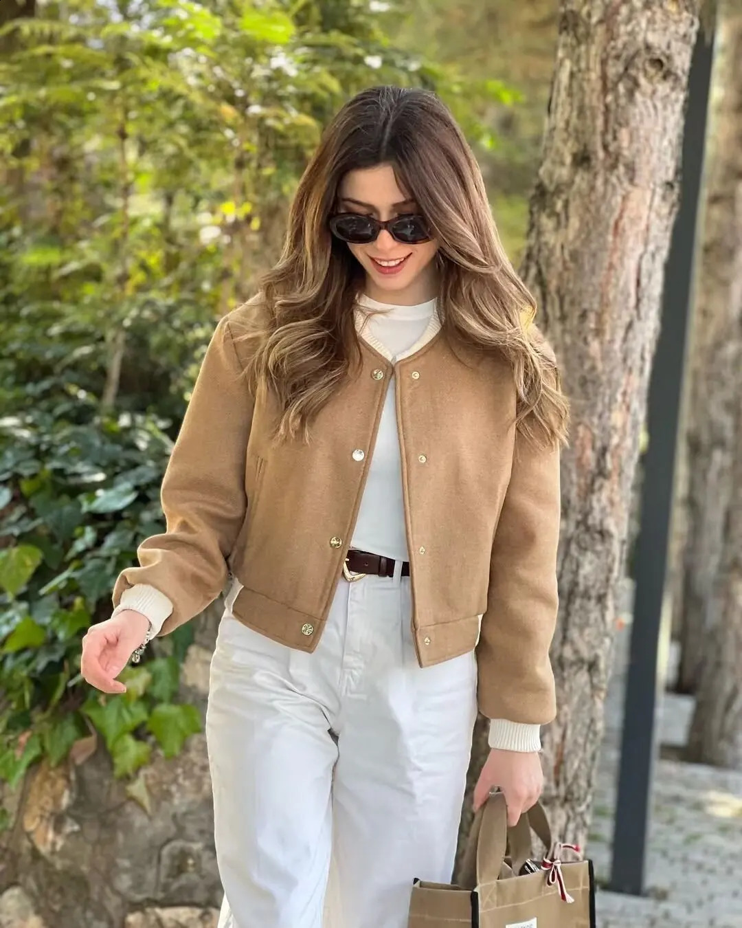Bomber jacket womens solid O-neck autumn wine Y2k loose knit pocket long sleeved womens top single corset 240827