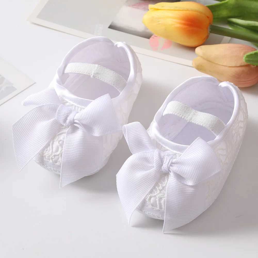 Cute baby shoes with ribbon bow for 0-1 year old newborns soft soled childrens shoes princess first walker dress shoes M240827
