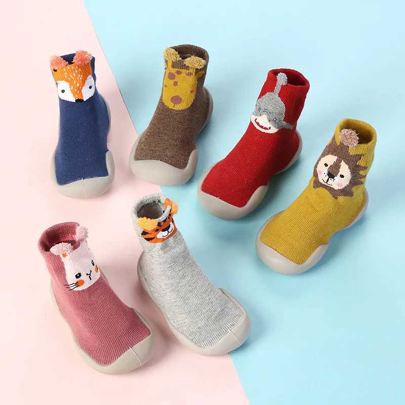 Baby shoes cotton first shoes cartoon childrens shoes cute animals first walking childrens soft rubber soles baby shoes anti slip M240827