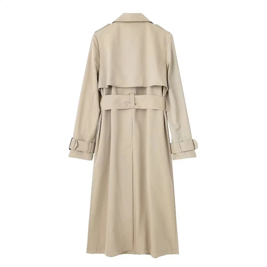 TRAF windproof long sleeved coat autumn trench womens elegant double chest 240826