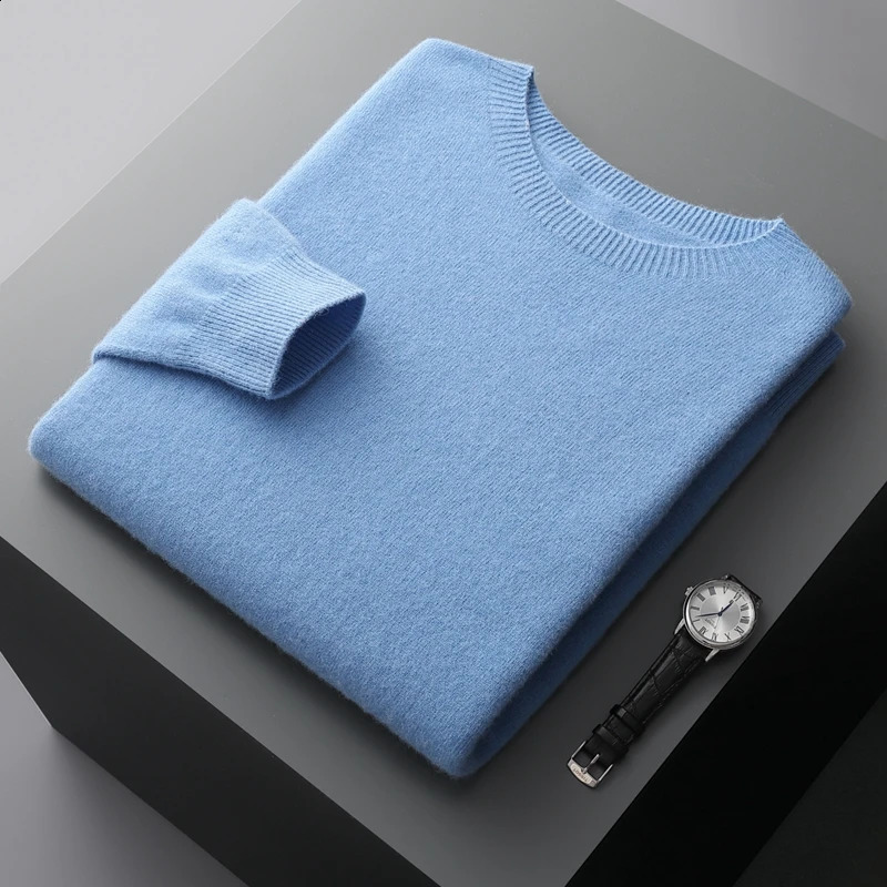 Autumn And Winter Cashmere Mens Semi-Turtleneck Wool Knitted Bottoming Shirt Sweater Thickened And Warm 240826