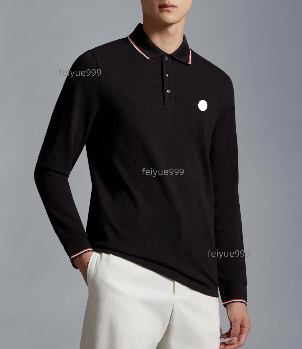 2024 Autumn Solid Color Long-sleeved High-end Brand T-shirt Men's Business Classic Lapp design Shirt