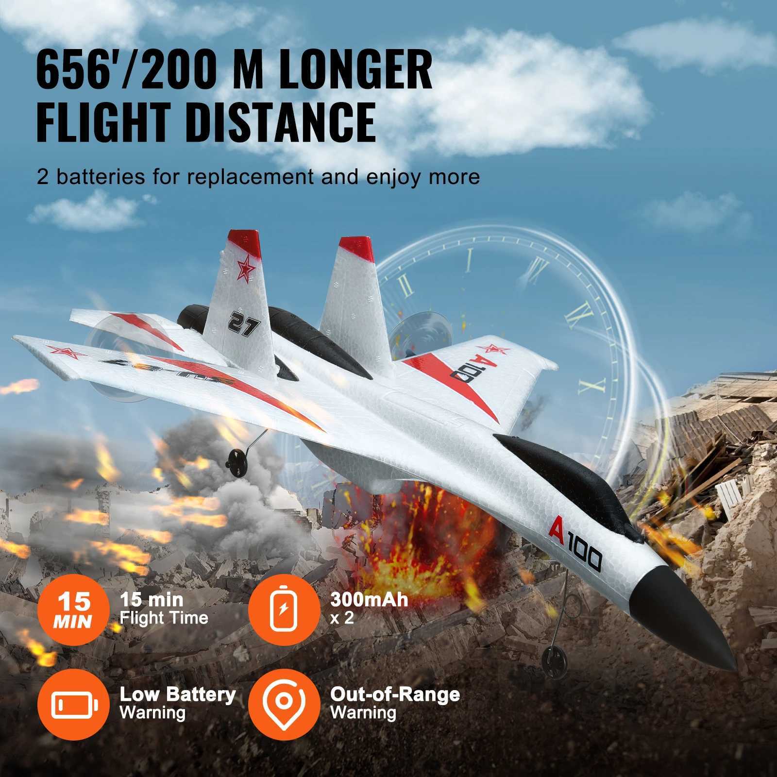 VEVOR SU27 RC 2.4G remote control flight model glider with 2 batteries aircraft foam toy childrens gift Free shipping