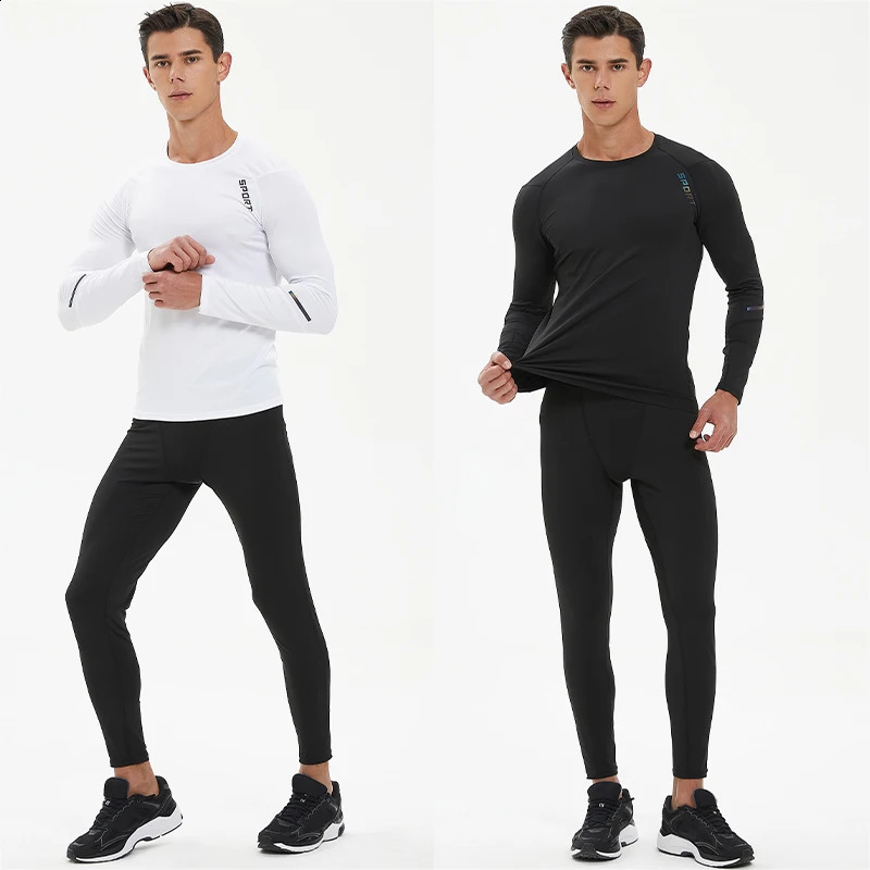 Mens sports Tshirt fitness running shirt quick drying long sleeved compression top training UA508 240827