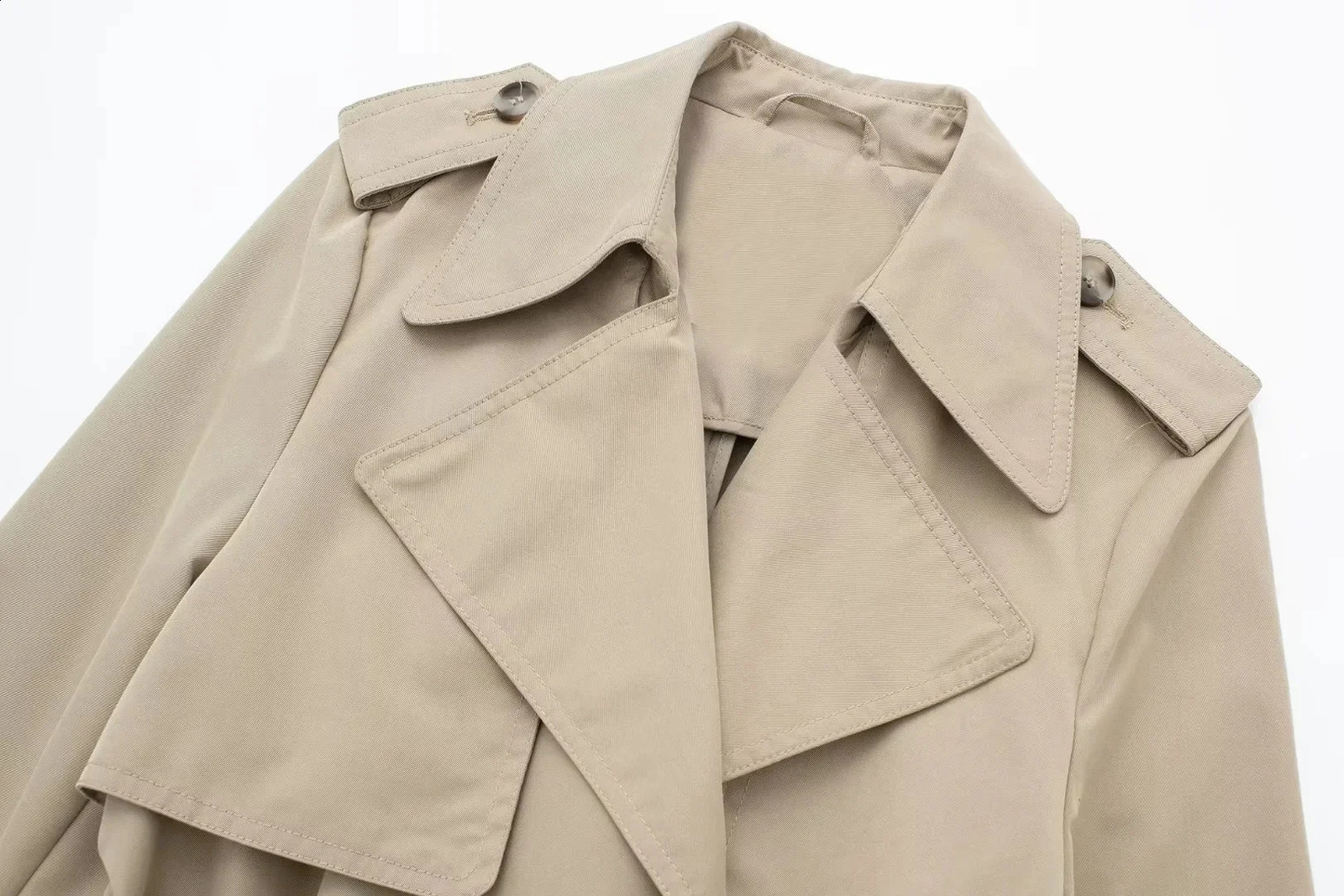 TRAF windproof long sleeved coat autumn trench womens elegant double chest 240826