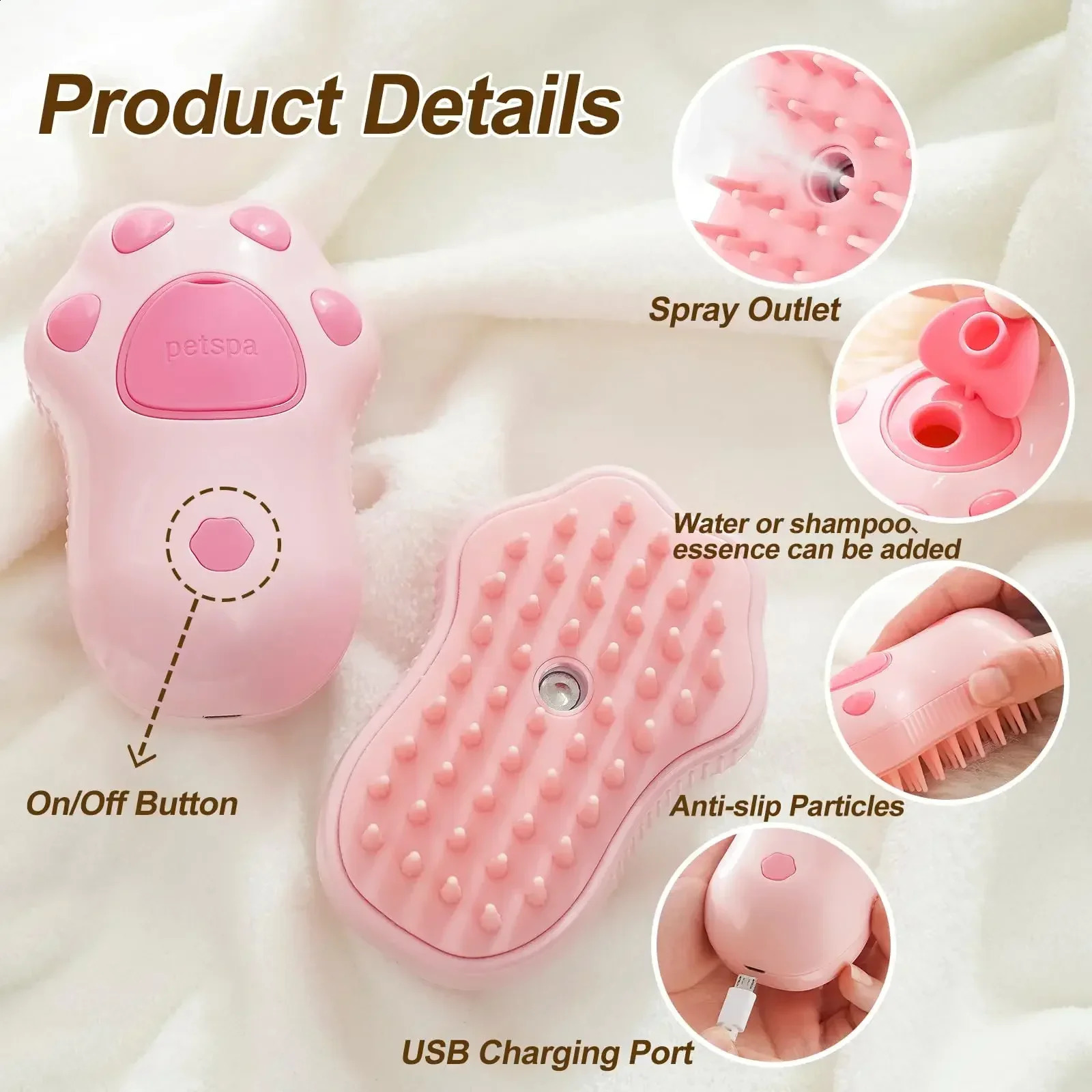 3 in 1 Pet Brush Cat Steam Brush Comb Dog Brush Electric Spray Cat Hair Brushes Massage Pet Grooming Hair Removal Combs 240826