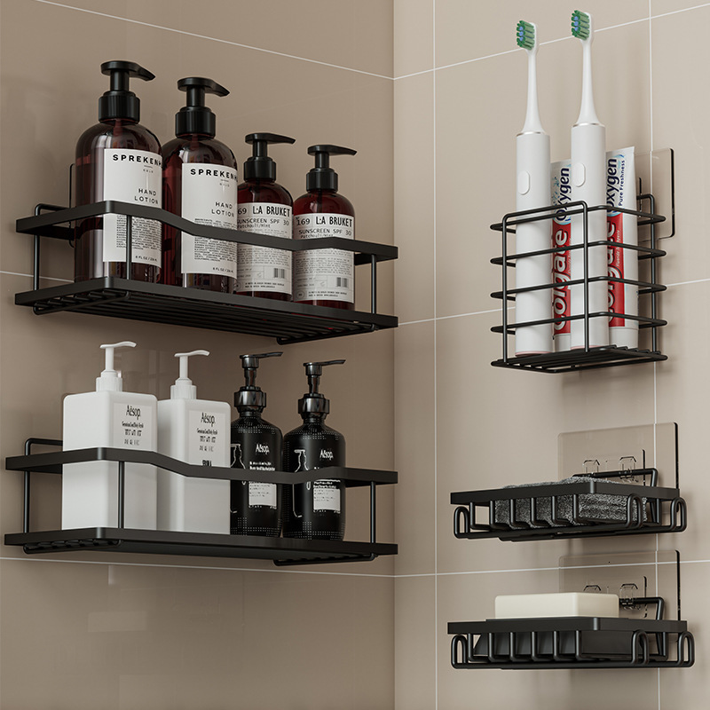 Toothbrush Holder Bathroom iron art non perforated bathroom wall mounted toilet soap storage rack