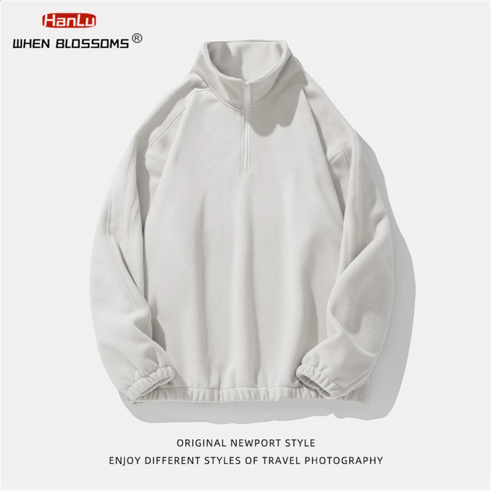 autumn and winter wool thick warm standing collar half zipper mens sweater womens casual jacket w240826
