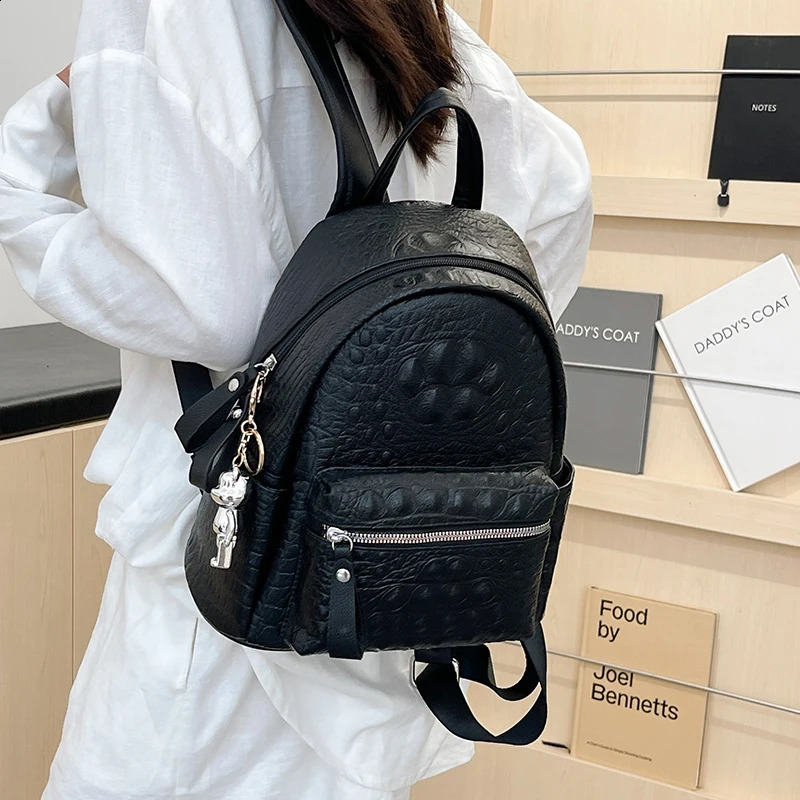 3 Womens backpack teenage girls PU leather womens large capacity shoulder bag 2024 Mochila Feminina 240826 4