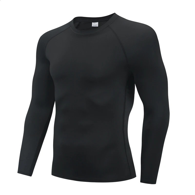 Mens compression running Tshirt tight fitting long sleeved sports training jogging shirt gym sportswear quick drying Rashgard w240827
