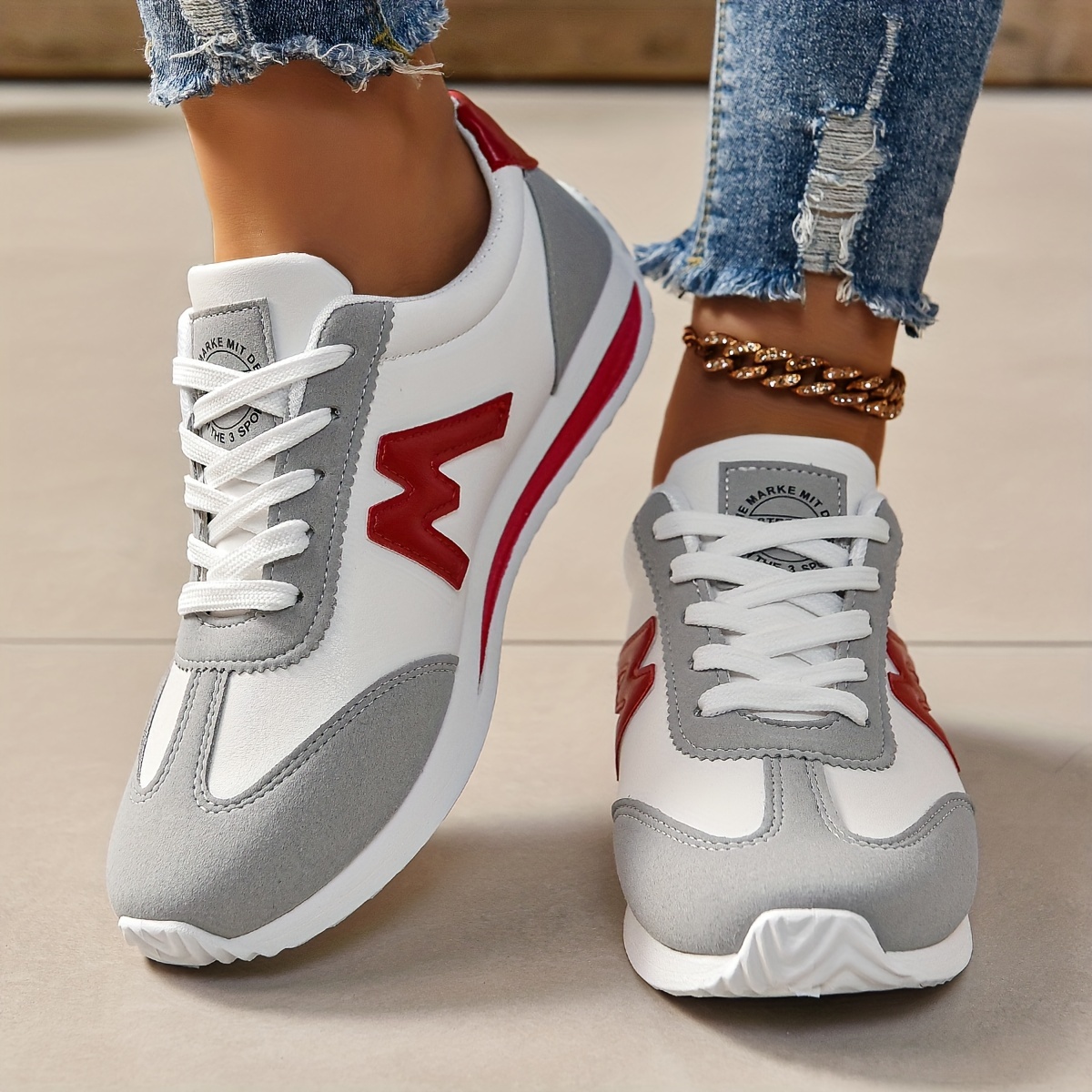 Versatile Mid-Top Lace-Up Sneakers - Soft EVA Sole, Breathable Mesh Lining, Comfortable Fabric Insole, Plain Toe Design - Perfect for Casual Walking, 