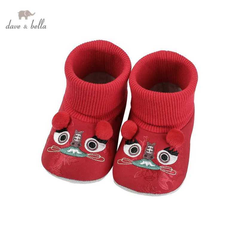 DBW16307-3 Dave Bella Winter Baby Neutral Fashion Cartoon Tiger First Step Walker Newborn Shoes M240827