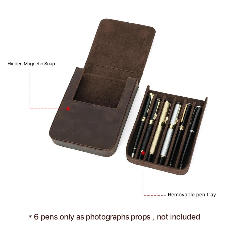 CONTACTS FAMILY Handmade Fountain Pen Case Leather For Men Women Holder Pen Pouch Retro Pen Box Organizer Boys Girls School 240826