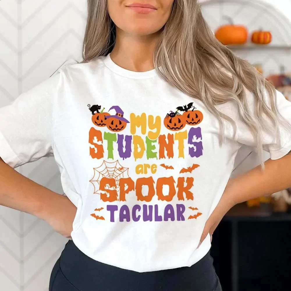 Harajuku Cute O-neck Printed Halloween Short sleeved Womens Summer Top Plus Size Fashion Edition Womens Casual T-shirt 240827