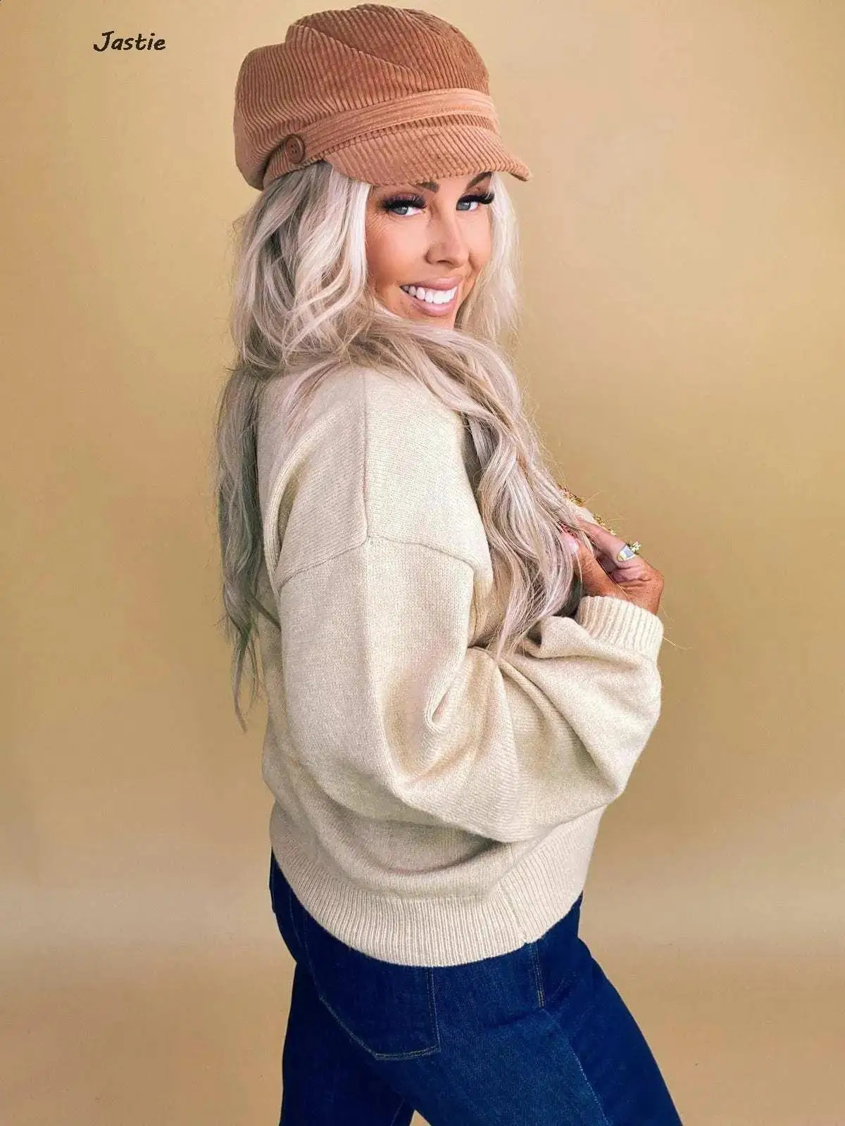 Womens AutumnWinter Sweater Thanksgiving Christmas Ribbon Embroidery Round Neck Loose Knitted 240826