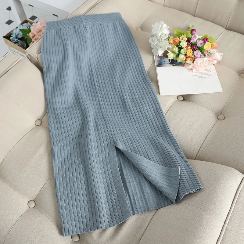 autumn and winter Korean version slim fit fashionable knitted bottom sweater half skirt twopiece set 240827