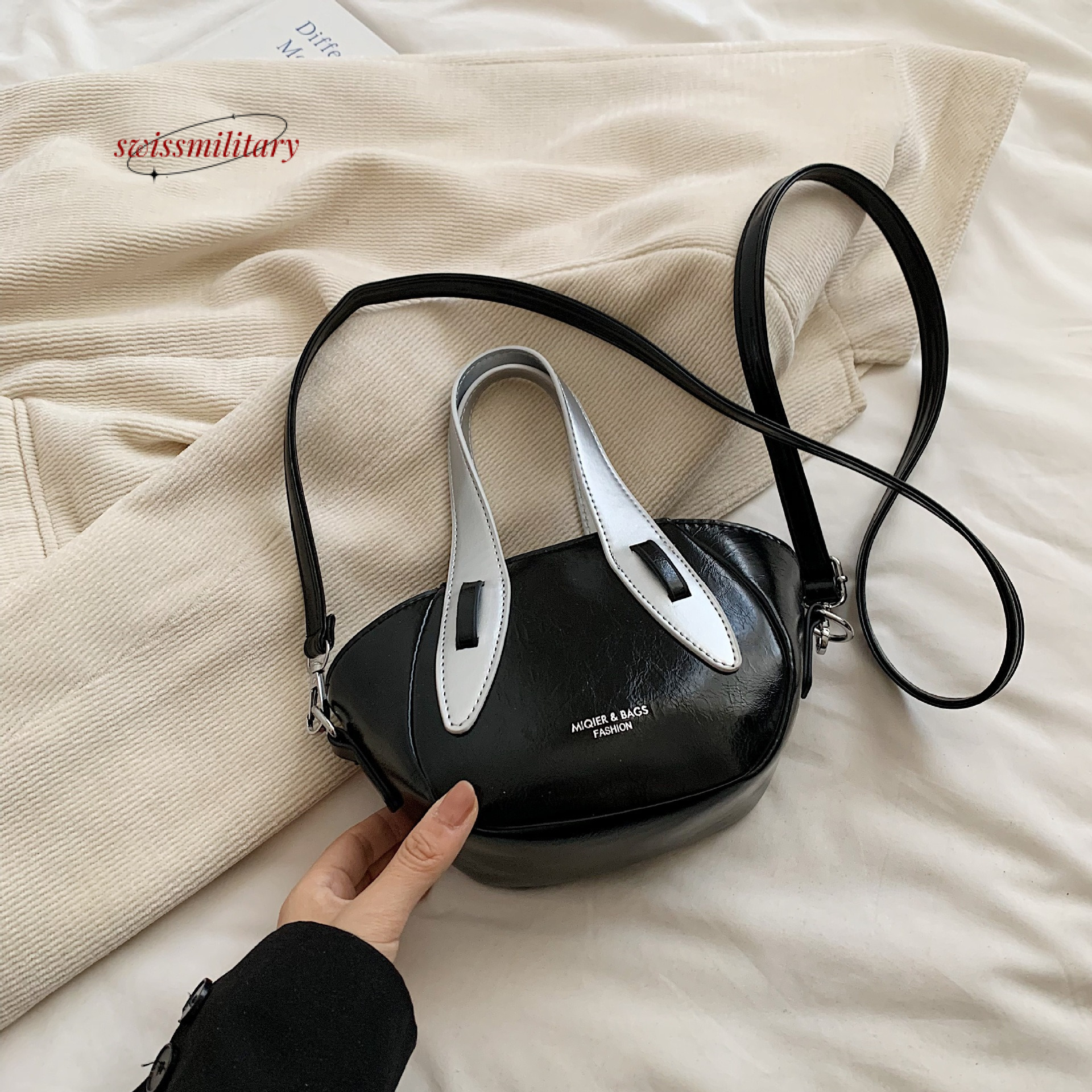 Swissmilitary Fashionable hand-held single shoulder diagonal cross small handbag, 2024 summer new style contrasting color western-style work commuting