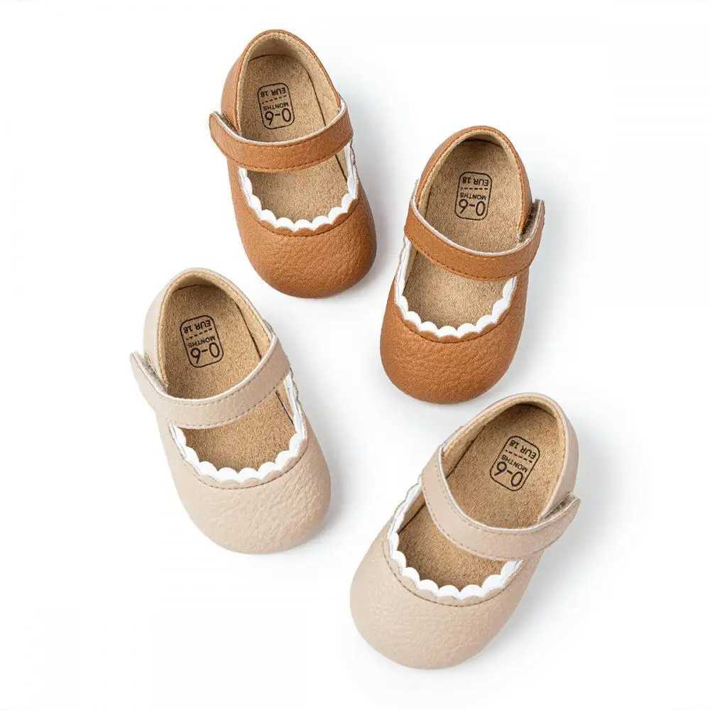 Baby shoes cute baby girls first walking rubber sole anti slip and breathable comfortable and soft baby solid color shoes 0-18M M240827