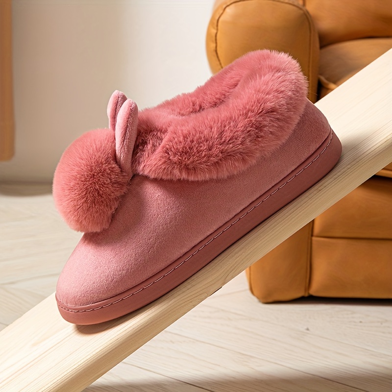 Cozy Plush Bunny Slipper Boots - Cute and Warm Winter Shoes, Easy-On-Off Design, for Women