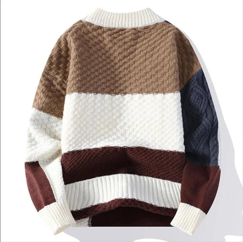 Mens loose and casual knitted sweater winter wool warm and stretchy high-quality mens outerwear sweater 4XL mens clothing 240827