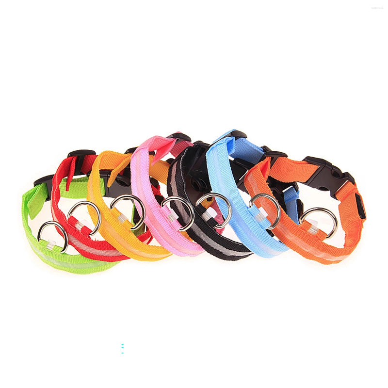 Dog Collars Nylon LED Night Safety Flashing Glow In The Dark Leash Dogs Luminous Fluorescent Pet Collar Flash