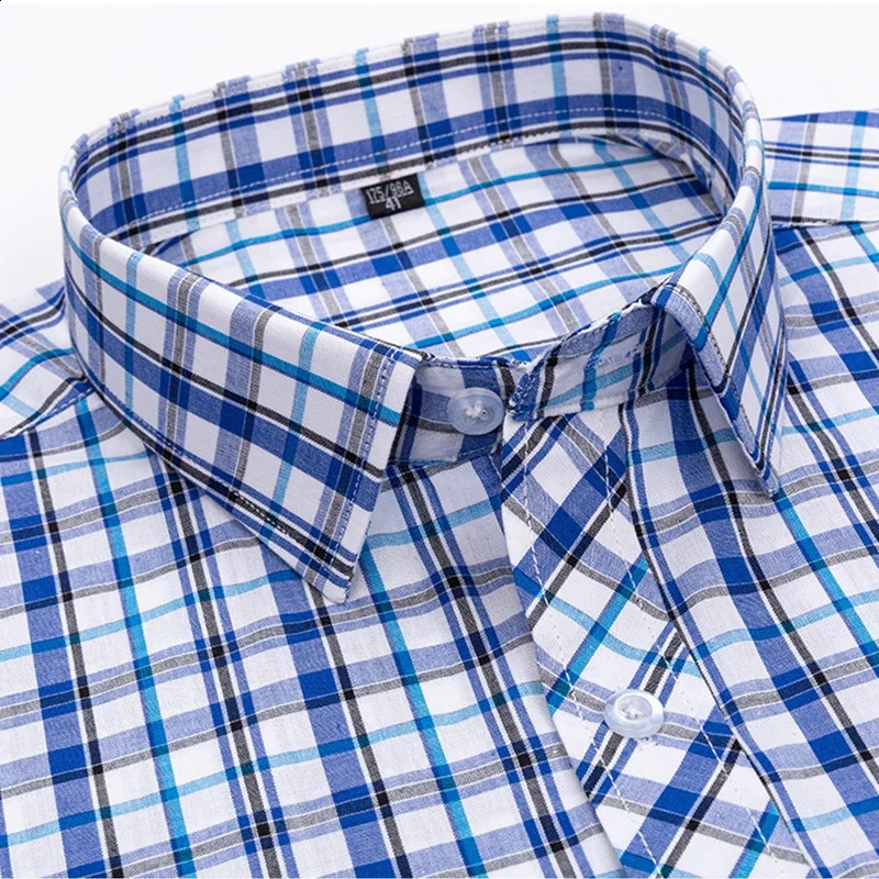 Men Classic Plaid Long Sleeve Shirts Single Pocket Comfortable Business Casual Cotton Shirt Slim Fit Button Workwear Shirts 240826