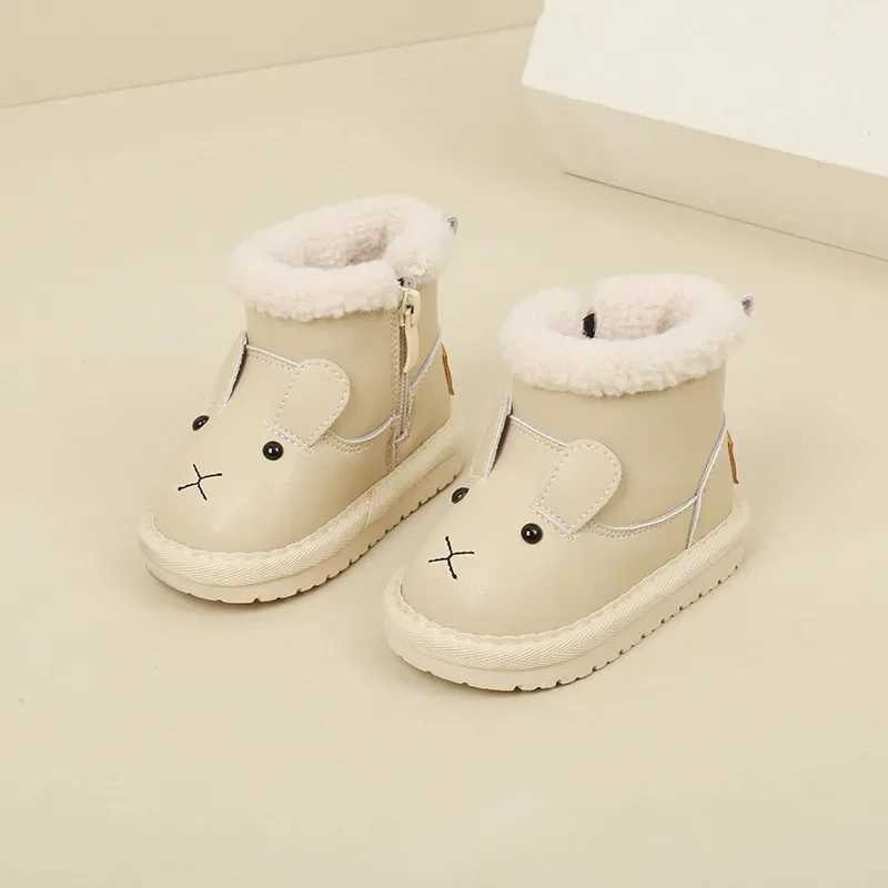 Plush Short Boots Cartoon Edition Walking Shoes Baby Warm Snow Boots Autumn and Winter Boys Cotton Shoes M240827