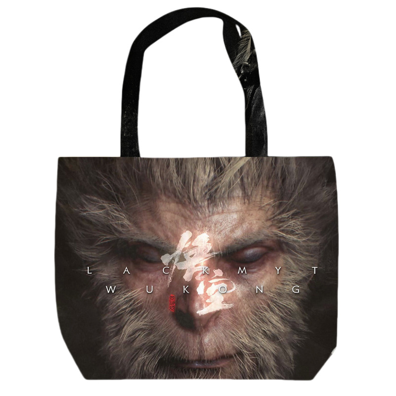 Black Myth Wukong Canvas Bag Student remedial tote bag Large capacity single shoulder creative game peripheral bag