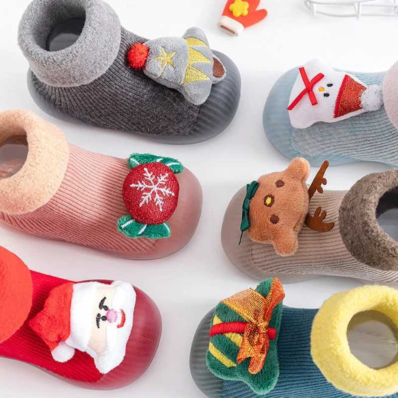 Winter baby boys and girls socks shoes cute cartoon shoes soft rubber sole childrens sports shoes childrens first walking shoes M240827