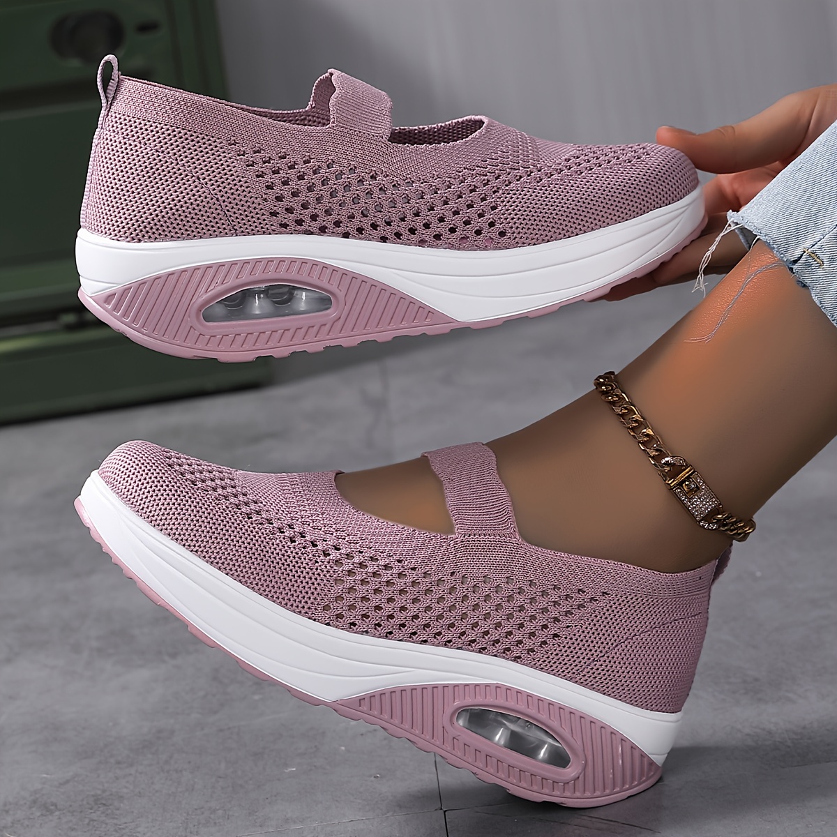 Comfortable Airy Knit Sneakers for Women - Soft, Breathable, and Lightweight Casual Shoes with Slip-On Design, Low Top Profile, and Superior Arch Supp