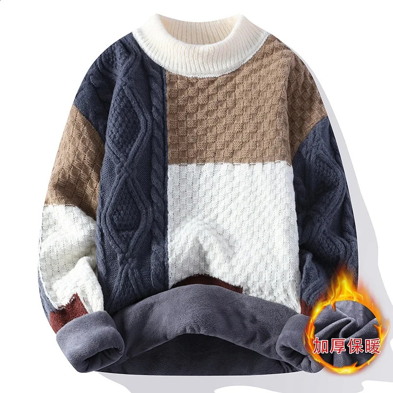 Mens loose and casual knitted sweater winter wool warm and stretchy high-quality mens outerwear sweater 4XL mens clothing 240827