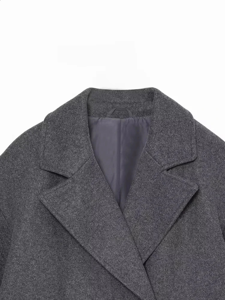 Kondala Womens Autumn Thick Long Coat Retro Vneck Sleeve Pocket Jacket Fashion Elegant 240826