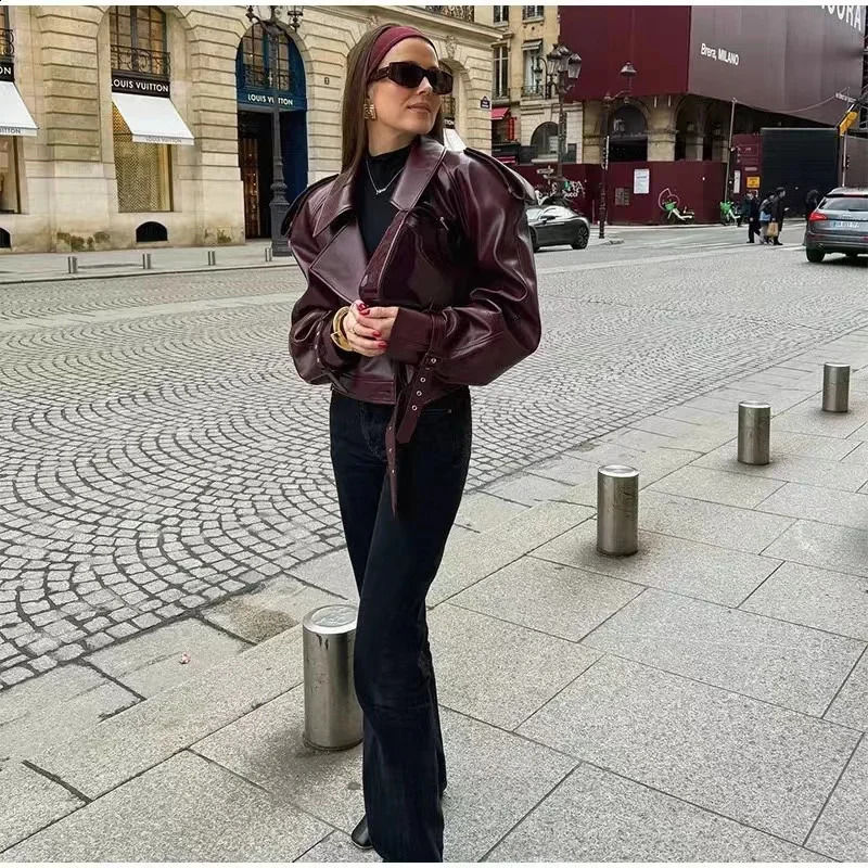 Winter Elegant Retro Collar Long Sleeve Jacket Fashion Belt Ultra Thin Cut Coat Spring Womens Street Party 240826