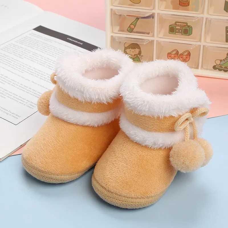 Winter and autumn baby shoes for girls aged 0-15 months warm fur for newborns snow boots for young children soft soles for boys first walker for 1 yea