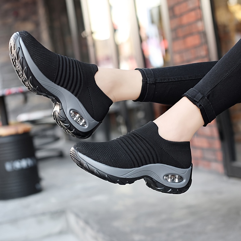 Lightweight Air Cushion Sole Chunky Sneakers - Breathable Mesh Upper, Low Top Design, Soft Insole, Womens Comfortable Running Shoes for Casual Walking