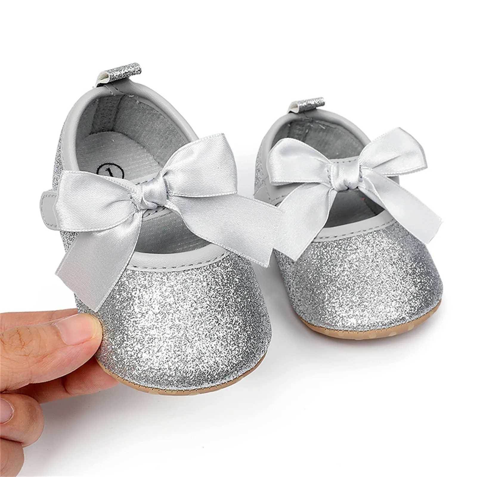 Preschool Children Baby Girls Solid Color Bow Princess Shoes Soft Sole Barefoot Non slip First Step Walker M240827
