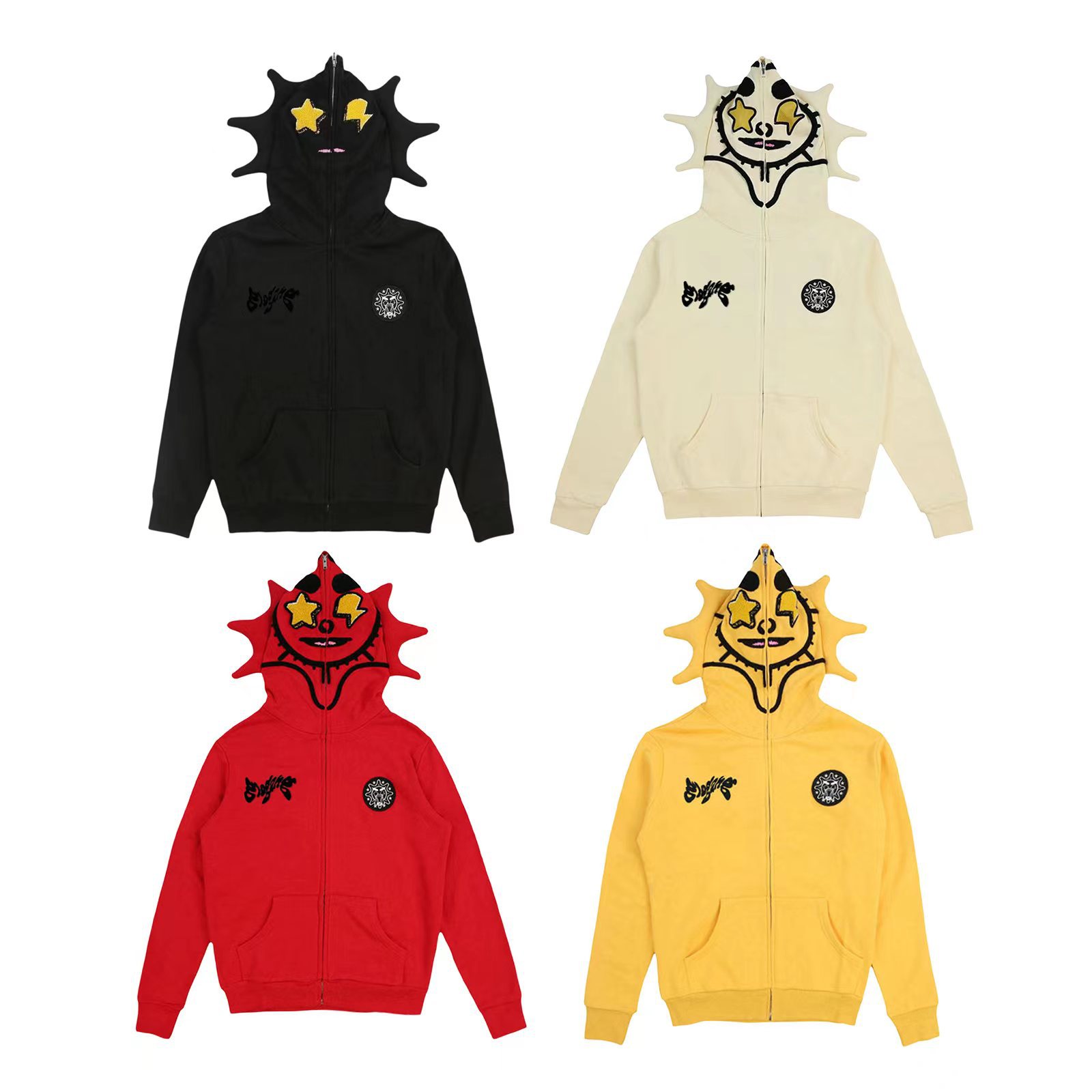 Men's Hoodies Fast Glo Gang The Glory Full Zip Hoodie High Street 3D Printed Men Women Drink Cartoon Y2K Hoody Sweatshirts Long Sleeved Zipper Skull Sweater Men
