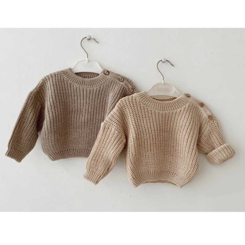 FOCUSNORM 3 Colors Autumn Winter Baby Boys and Girls Sweater 0-3Y Solid Shoulder Button Long Sleeve Zipper Autumn KnittedW240824