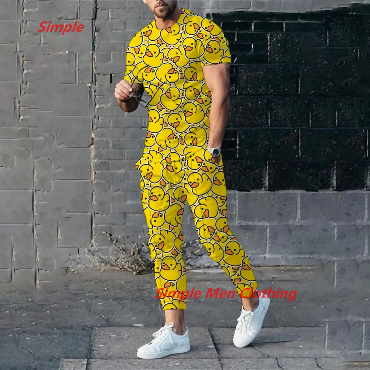 3D printed casual mens suit short sleeved T-shirtlong pants 2-piece set sportswear mens summer mens suit 240827