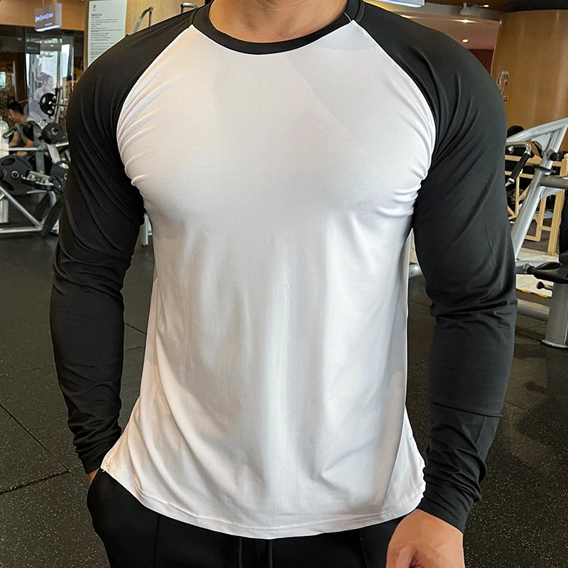 Running gym mens Tshirt long sleeved loose top elastic sports fitness autumn comfortable breathable basketball training jersey 240827