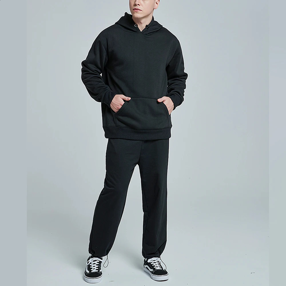 Autumn and Winter Wool Hoodie Set Mens SweatshirtPants Set Fashion Harajuku Warm Sportswear Outdoor Casual Coat 240827