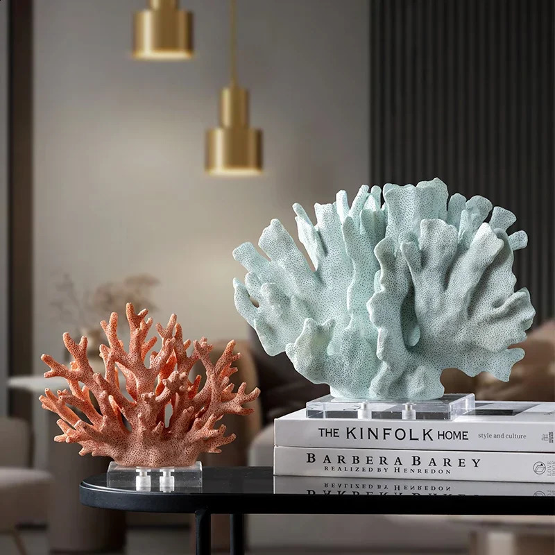 Creative Resin Coral Crafts Hollow Coral Sculpture Decorative Figurines Colorful Crystal Ornaments Home Decoration 240826
