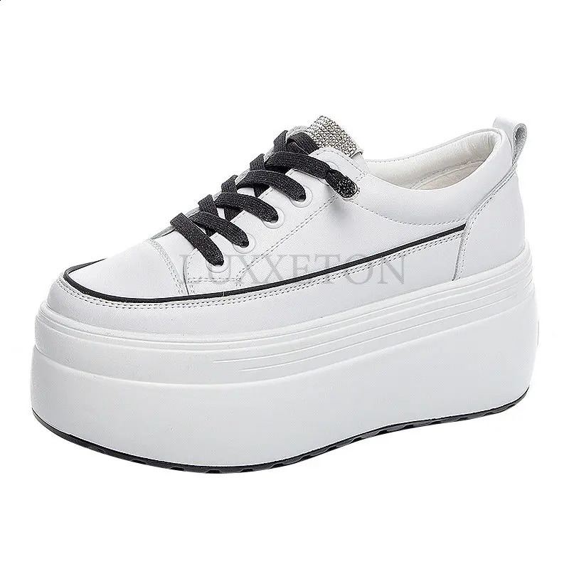 8cm white leather platform heel womens flat shoes comfortable and casual reptile short and chubby sports shoes summer womens shoes 240827