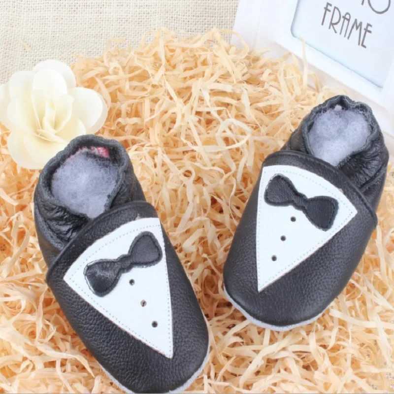 Black genuine leather baby shoes soft and handsome childrens Mocha Xin baby first walking shoes M240827