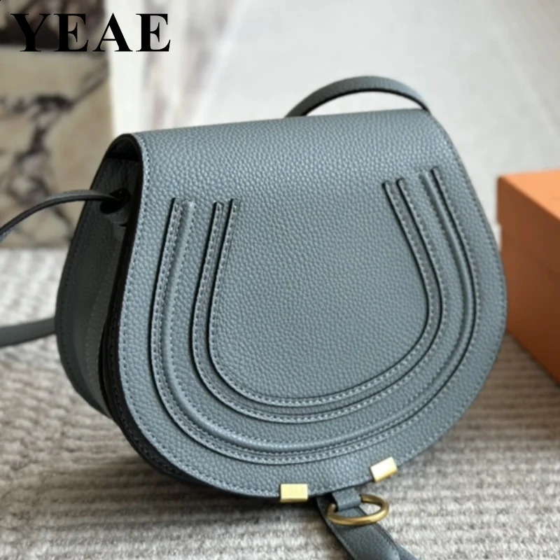 Fashion Genuine Leather Saddle Crossbody Bag Womens Armpit Shoulder Bags Vintage Underarm Handbags Ladies Purse 240827