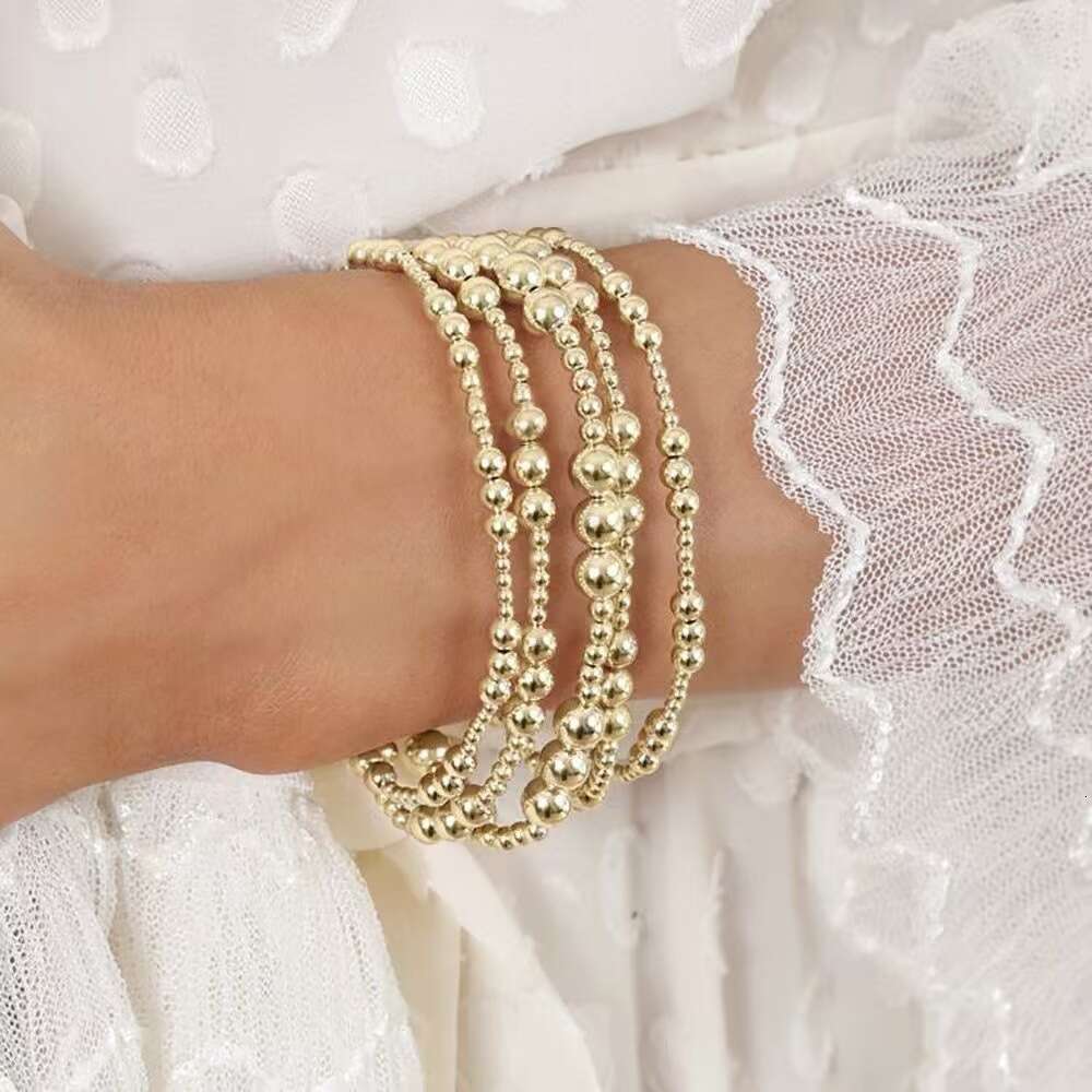 gold bracelet jewelry women Stretch Bracelet Femme 18 K Waterproof Gold Plated Beaded Bracelets for Women Jewelry Pulseras Mujer 240417 Z260313