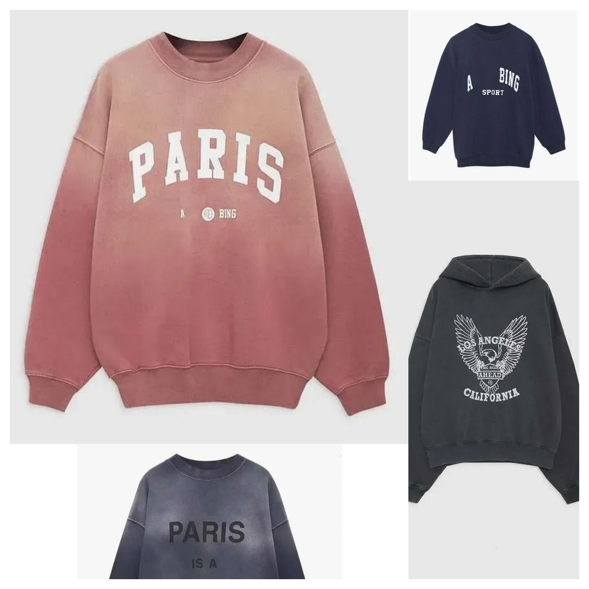 Bing High Quality Women Desginer anine Fashion Cotton Hooded Classic Letter Print Wash Water Stir Fry Color Snowflake Loose Sweatshirt Hoodies AB