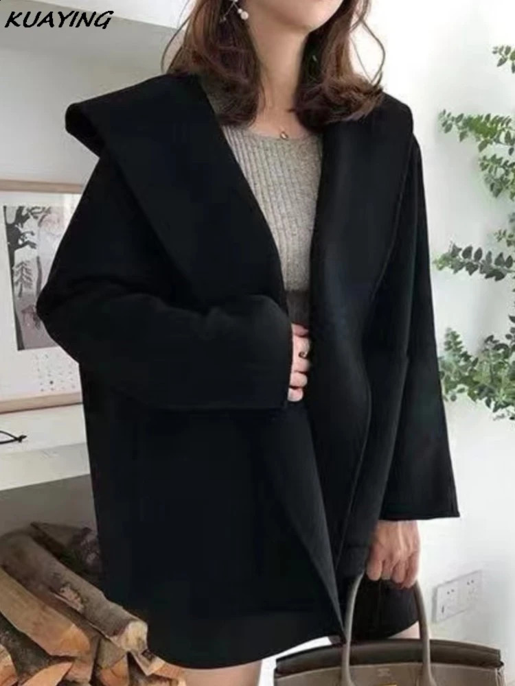 Womens wool jacket autumn French elegant small Mantel coat womens coat casual cardigan wool coat 240827