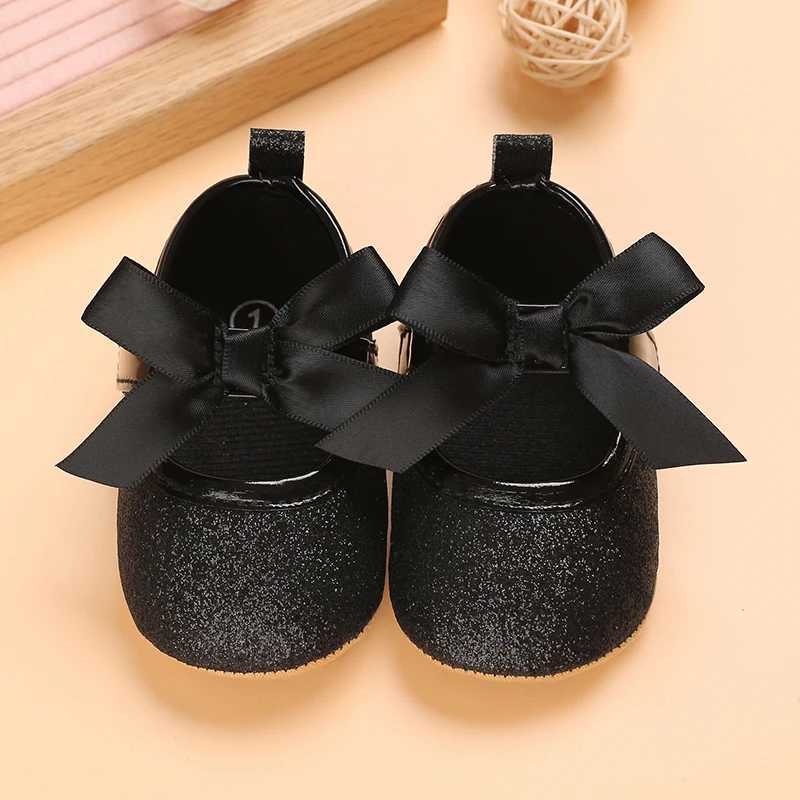 Baby Birthday Party Shoes Baby Bow Knot Non slip Rubber Soft Bottom Flat PU First Step Walker Newborn Bow Decoration Mary Jens M240827